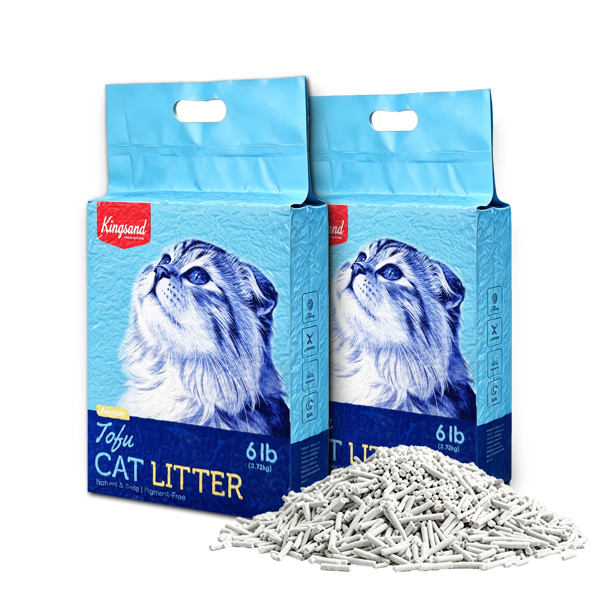 Kingsand Premium Tofu Cat Litter - Natural, Flushable & Fast Clumping Pet Litter, 99.9% Dust-Free & Superior Odor Control