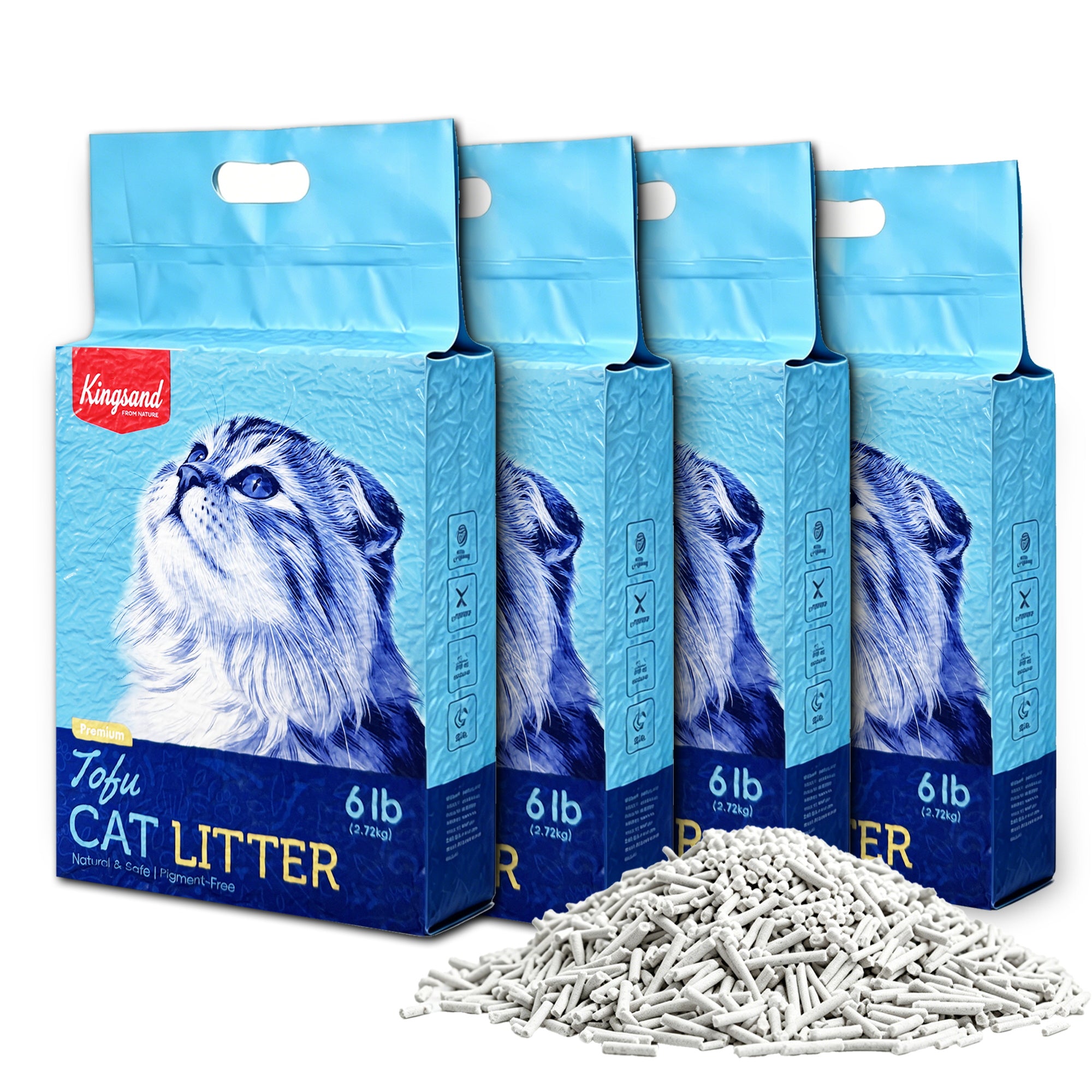 Kingsand Eco-Friendly Natural Tofu Cat Litter | 100% Plant-Based, Biodegradable & Flushable Scented Pellets